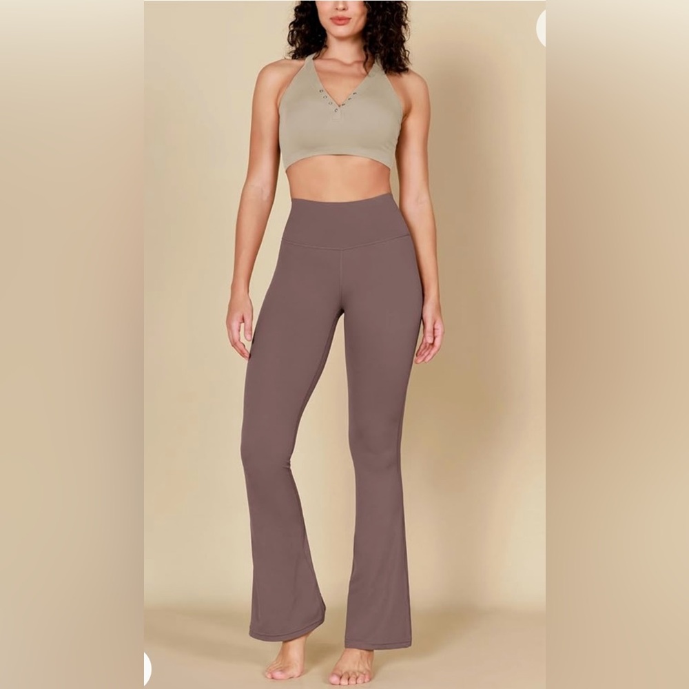 ODODOS Split-Hem Flared High Waisted Lounge Bootcut Yoga Pants Pink Small